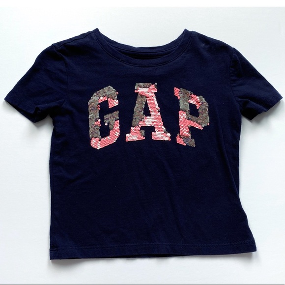 GAP Other - Gap Kids Navy Flip Sequin Logo Shirt Size XS